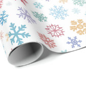 クリスマスの色とりどりの雪の結晶のパッケージ ラッピングペーパー (ロールコーナー)