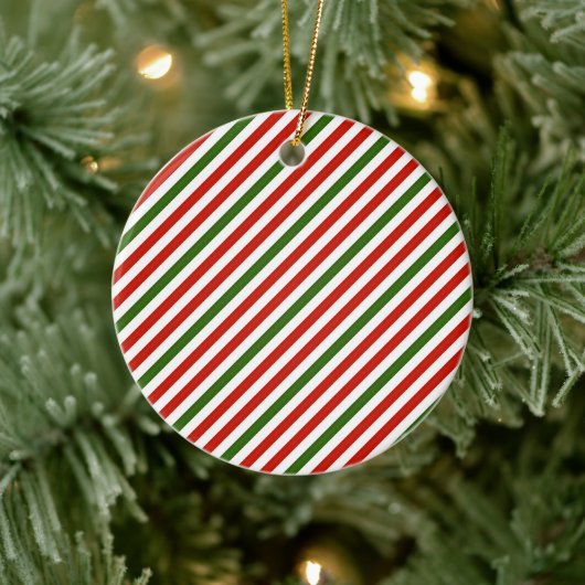クリスマスの色のストライプ セラミックオーナメント (ツリー)