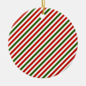 クリスマスの色のストライプ セラミックオーナメント (正面)
