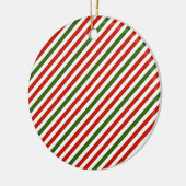 クリスマスの色のストライプ セラミックオーナメント (左)