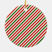 クリスマスの色のストライプ セラミックオーナメント (裏面)