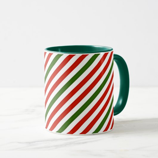 クリスマスの色のストライプ マグカップ (正面右)