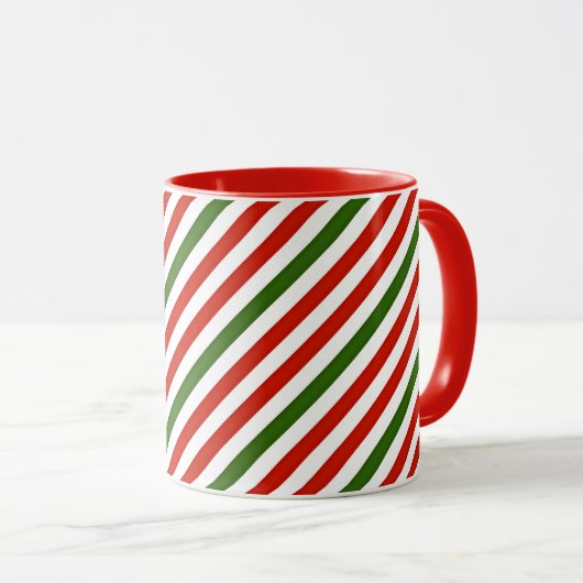 クリスマスの色のストライプ マグカップ (正面右)