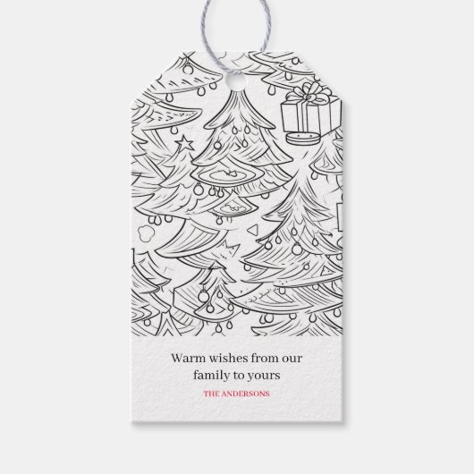 クリスマスの色の輪郭 ギフトタグ (正面)