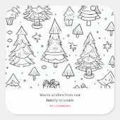 クリスマスの色の輪郭 スクエアシール (正面)