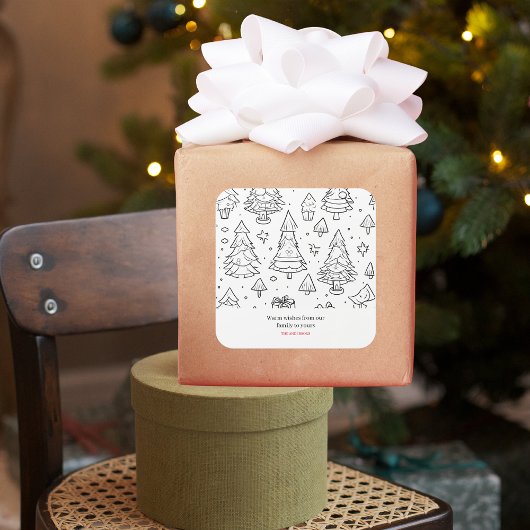 クリスマスの色の輪郭 スクエアシール