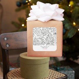 クリスマスの色の輪郭 スクエアシール