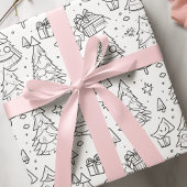 クリスマスの色の輪郭 ラッピングペーパー