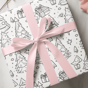 クリスマスの色の輪郭 ラッピングペーパー