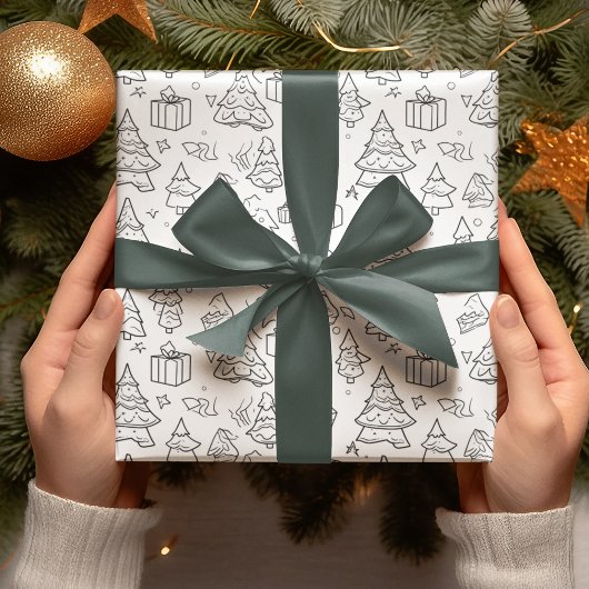 クリスマスの色の輪郭 ラッピングペーパー