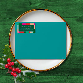 クリスマスの色ブロックグリーンメーリングアドレス ラベル