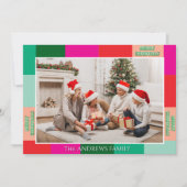 クリスマスの色ブロック 写真 ホリデーカード (正面)