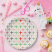 クリスマスの色モダンに輝く世紀中頃の星 ペーパープレート (パーティー)