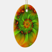 クリスマスの色彩 抽象的なカラフルなフラクタルアート セラミックオーナメント (右)