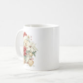 クリスマスの花とテディベアのサンタクロース コーヒーマグカップ (正面左)