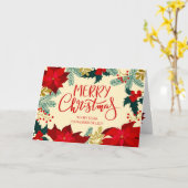クリスマスの花とヒイラギの同僚へのプレゼント カード (黄色い花)