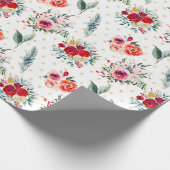 クリスマスの花と常緑樹のパターン ラッピングペーパー (角)