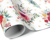 クリスマスの花と常緑樹のパターン ラッピングペーパー (ロールコーナー)
