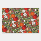 クリスマスの花と果物 ラッピングペーパーシート (正面)