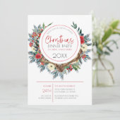 クリスマスの花と鹿の角のリース シーズンカード (スタンド正面)