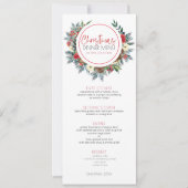 クリスマスの花と鹿の角のリース 招待状 (正面)