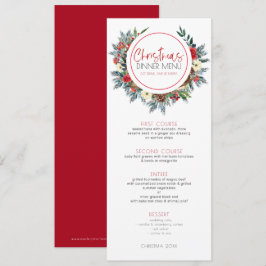 クリスマスの花と鹿の角のリース 招待状