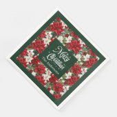 クリスマスの花のナプキン おしゃれな赤と緑のアクセント (コーナー)