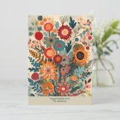 クリスマスの花のフォークアート 深い森の緑のホリデー シーズンカード (スタンド正面)