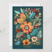 クリスマスの花のフォークアート 深い森の緑のホリデー シーズンカード (正面)