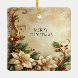 クリスマスの花のホリデーオーナメント セラミックオーナメント