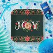 クリスマスの花のボーダーでJOY ペーパープレート (パーティー)