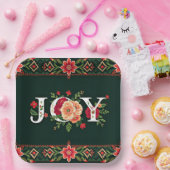 クリスマスの花のボーダーでJOY ペーパープレート (パーティー)
