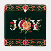 クリスマスの花のボーダーにJOY セラミックオーナメント (裏面)