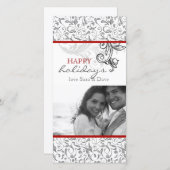 クリスマスの花のロマンチックな写真カード赤 シーズンカード (正面/裏面)