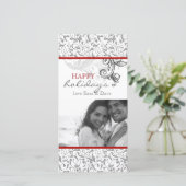クリスマスの花のロマンチックな写真カード赤 シーズンカード (スタンド正面)