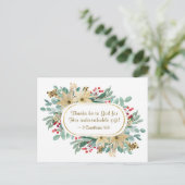 クリスマスの花の感謝が神にあります 聖書の詩篇 ポストカード (スタンド正面)
