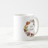 クリスマスの花の水彩リース コーヒーマグカップ (正面右)
