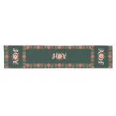 クリスマスの花の縁取りのJOY ショートテーブルランナー (横)