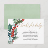 クリスマスの花の赤と緑と金の本のリクエストを同封 エンクロージャーカード (正面/裏面)