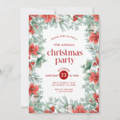 クリスマスの花フレームパーティー招待状 招待状 (正面)