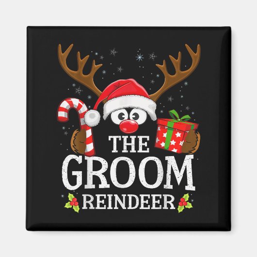 クリスマスの花婿トナカイ家族おそろいコーデ マグネット (正面)