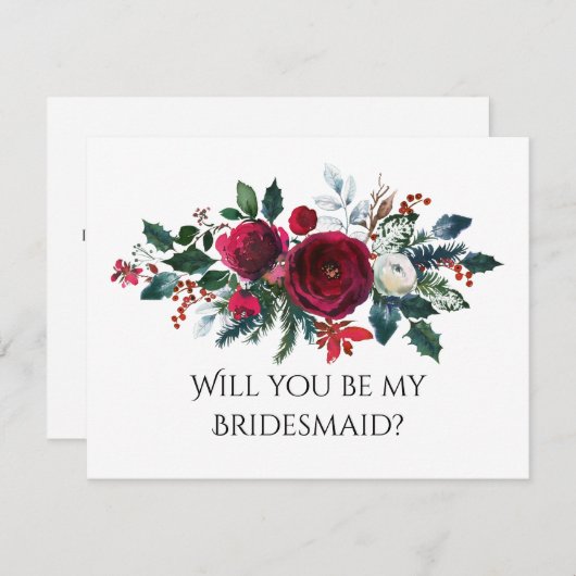 クリスマスの花束は私の花嫁カードになるよ サンキューカード (正面/裏面)