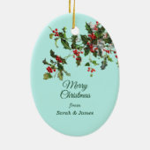 クリスマスの花束を届けるスキーのお子様 セラミックオーナメント (裏面)