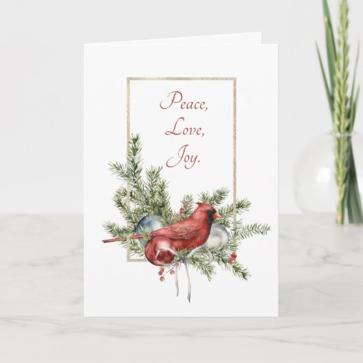 クリスマスの花束を持つ(鳥)ショウジョウコウカンチョウ シーズンカード (正面)