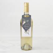 クリスマスの花束フレーム白いバラとホリー ボトルネックタグ (ボトル)