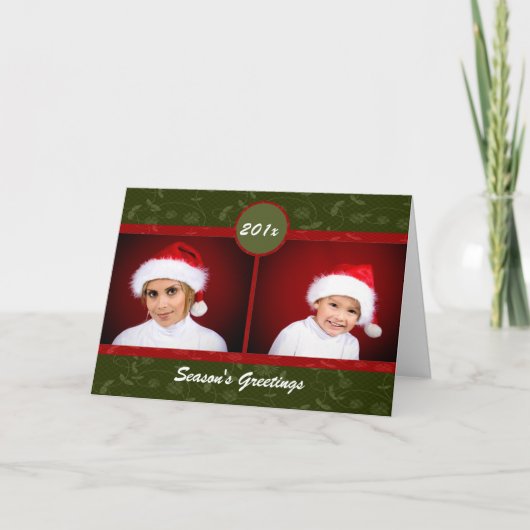 クリスマスの花柄カード シーズンカード (正面)