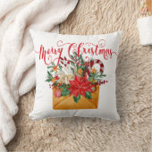 クリスマスの花柄封筒 クッション (ブランケット)