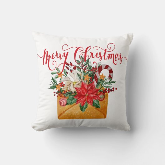 クリスマスの花柄封筒 クッション (正面)
