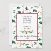 クリスマスの花水彩写真 赤 緑 金 シーズンカード (裏面)