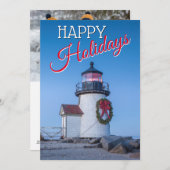 クリスマスの花輪が飾られた灯台 シーズンカード (正面/裏面)